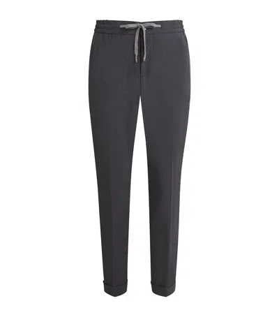 Marco Pescarolo Virgin Wool-blend Drawstring Trousers In Gray