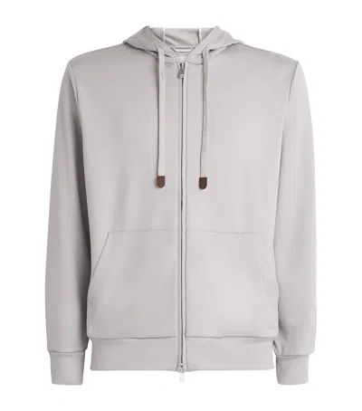 Marco Pescarolo Virgin Wool-blend Zip-up Hoodie In Gray