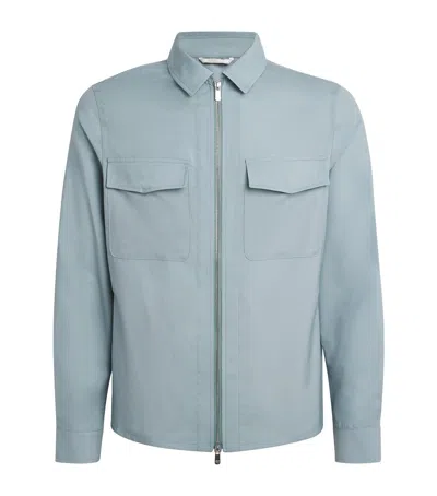 Marco Pescarolo Virgin Wool-silk Overshirt In Blue