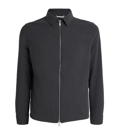 Marco Pescarolo Wool-cashmere-blend Zip-up Overshirt In Black