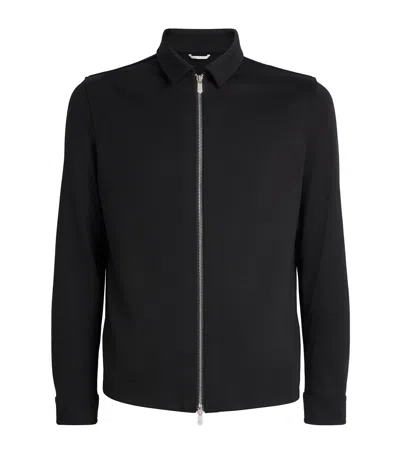 Marco Pescarolo Wool-cashmere-blend Zip-up Overshirt In Black