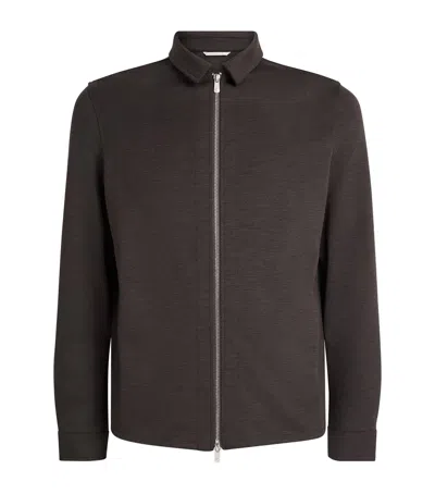 Marco Pescarolo Wool-cashmere-blend Zip-up Overshirt In Brown