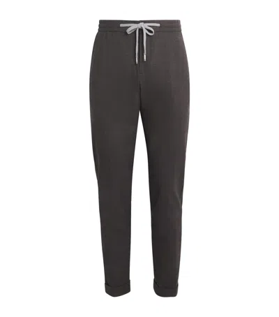 Marco Pescarolo Wool Micro-check Drawstring Trousers In Brown