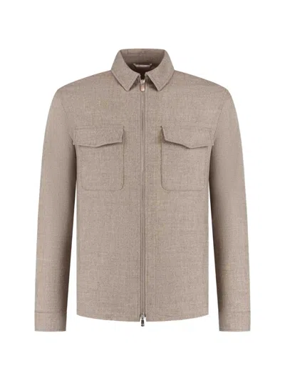 Marco Pescarolo Zip-up Chest-pocket Jacket In Brown
