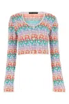 Marco Rambaldi Embroidered Linen Blend Cardigan In Multicolor