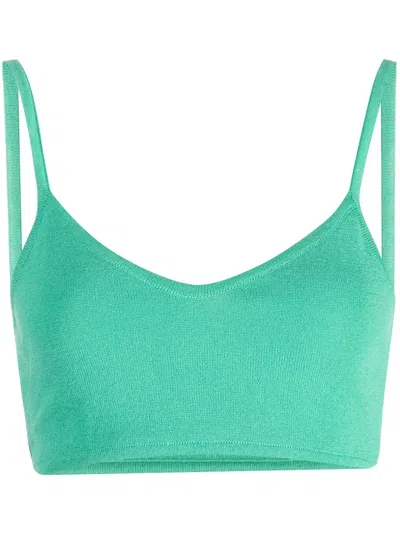 Marco Rambaldi Fine-knit Cropped Top In Green