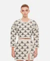 Marco Rambaldi Jacquard-knit Heart Cropped Jumper In Multi