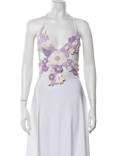 Pre-owned Marco Rambaldi Floral Print Halterneck Crop Top In Multicolor