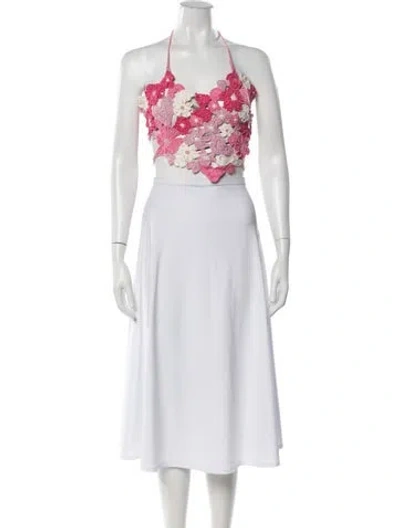 Pre-owned Marco Rambaldi Floral Print Halterneck Crop Top In Pink