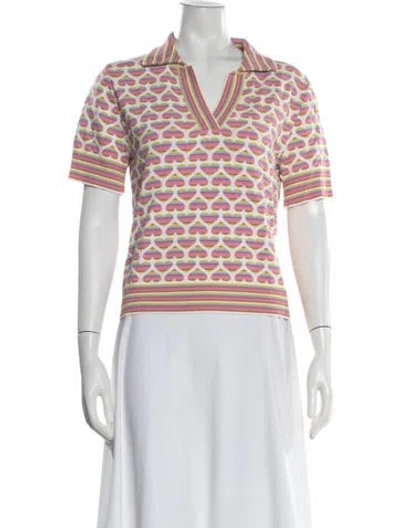 Pre-owned Marco Rambaldi Floral Print V-neck Sweater In Pink
