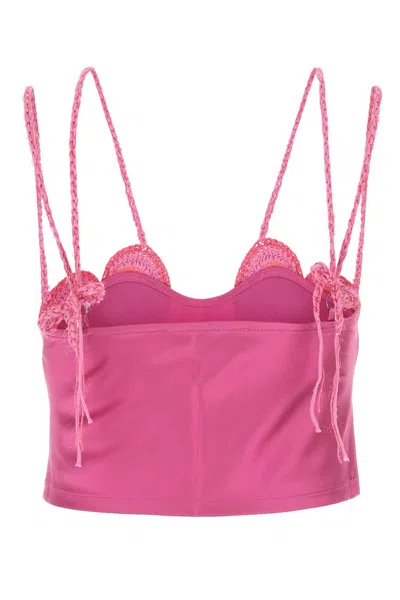 Marco Rambaldi Fucsia Satin Top In 014