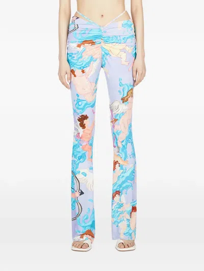 Marco Rambaldi Graphic-print Trousers In Blue