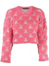 Marco Rambaldi Knitted Top Jacquard Hearts In Pink