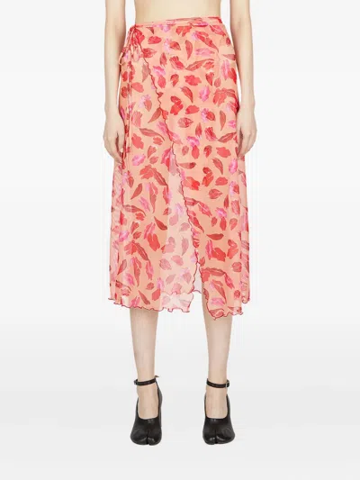 Marco Rambaldi Lip-print Ruffled Skirt