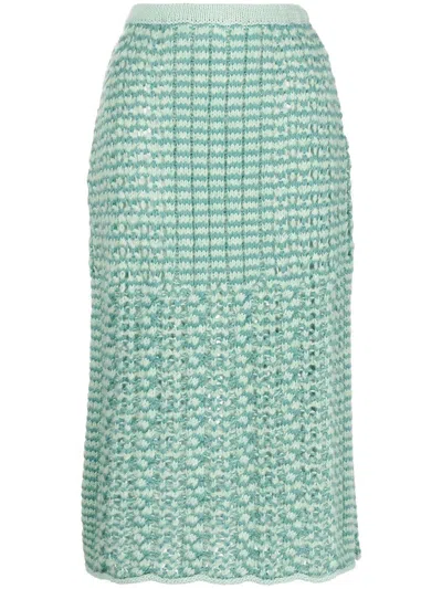 Marco Rambaldi Melange-effect Cable-knit Skirt In Green