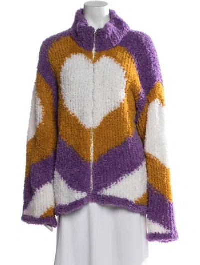 Pre-owned Marco Rambaldi Merino Wool Colorblock Pattern Jacket In Purple