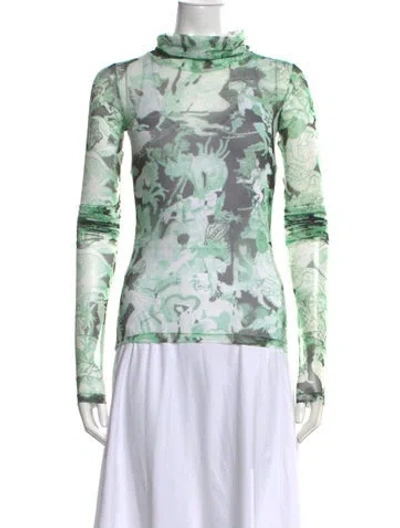 Pre-owned Marco Rambaldi Patterned Turtleneck Top W/ Tags In Green