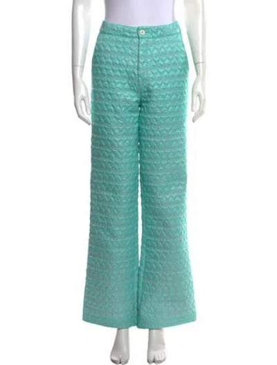 Pre-owned Marco Rambaldi Patterned Wide Leg Pants W/ Tags In Blue/green