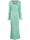 Marco Rambaldi Rose-appliqué Knitted Maxi Dress In 绿色