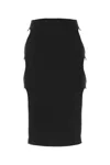 Marco Rambaldi High-waisted Stretch Viscose Skirt With Side Buttons In Black