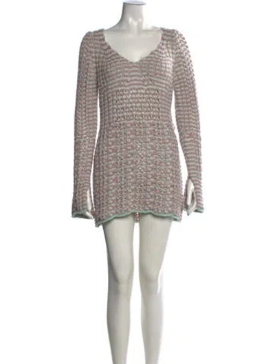 Pre-owned Marco Rambaldi Striped Mini Dress In Purple