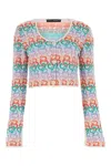Marco Rambaldi Embroidered Linen Blend Cardigan In Printed