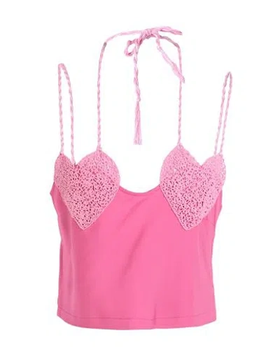 Marco Rambaldi Heart-crochet Cropped Top In 14 Fucsia