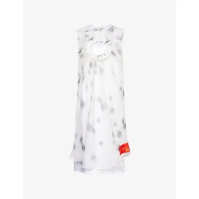 Marco Ribeiro Womens Harry Lambert For  X Disney 101 Dalmations Cut-out Silk-organza Mini Dress In White