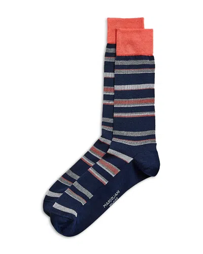 Marcoliani Classic Stripe Crew Socks In Navy Red