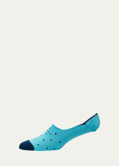 Marcoliani Invisible Touch Dot No-show Socks In Blue