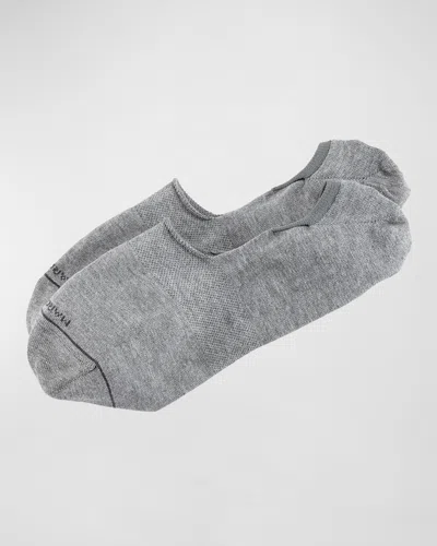 Marcoliani Invisible Touch Solid No-show Socks In Gray