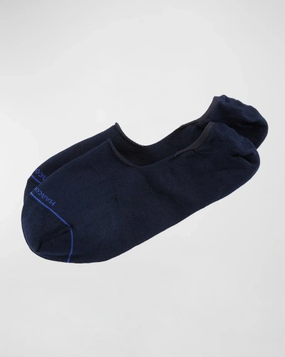 Marcoliani Invisible Touch Solid No-show Socks In Navy