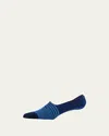 Marcoliani Invisible Touch Striped No-show Socks In 081 Royal Blue