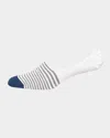 Marcoliani Invisible Touch Striped No-show Socks In White