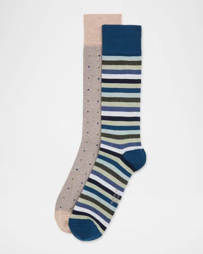 Marcoliani Men's 2-pack Pima Cotton Crew Socks In Multi
