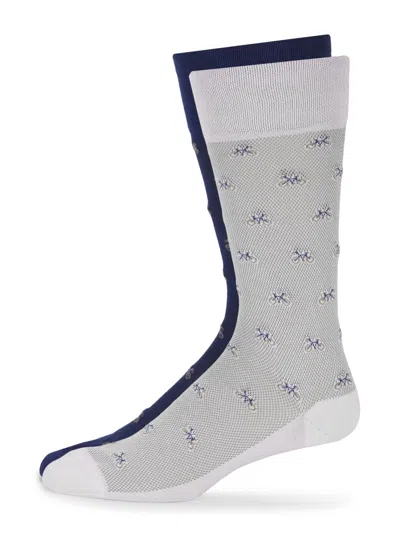 Marcoliani Men's 2-pack Tiny Bike Mid-calf Socks In Blue