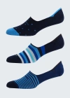 Marcoliani Men's 3-pack Invisible Socks In Blue Multi