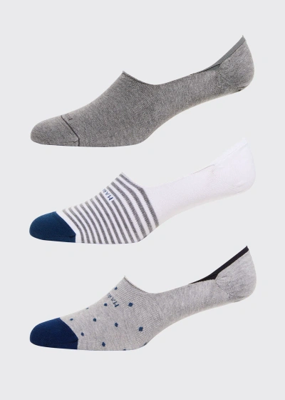 Marcoliani Men's 3-pack Invisible Socks In Grey Multi