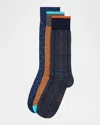 Marcoliani Men's 3-pack Pima Cotton Crew Socks In Multi