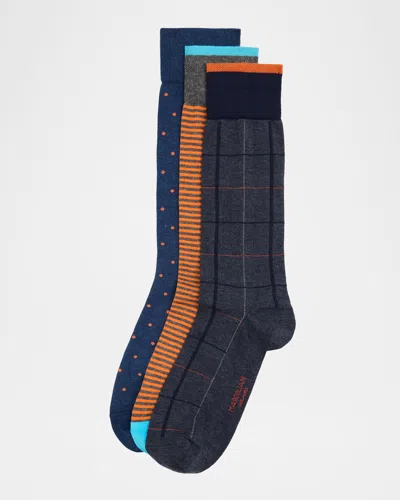 Marcoliani Men's 3-pack Pima Cotton Crew Socks In Multi