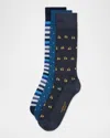 Marcoliani Men's 3-pack Pima Cotton Crew Socks In Multi