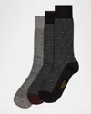 Marcoliani Men's 3-pack Pima Cotton Crew Socks In Open Grey