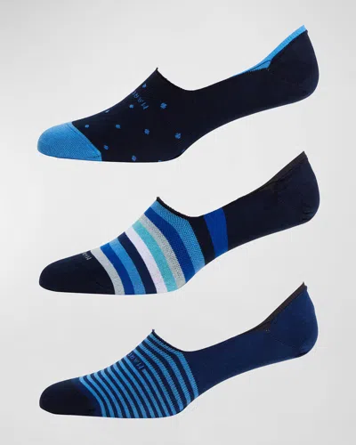 Marcoliani Men & Apos;s 3-pack Invisible Socks In Blue Multi