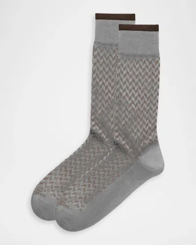 Marcoliani Men & Apos;s Herringbone Crew Socks In Gray