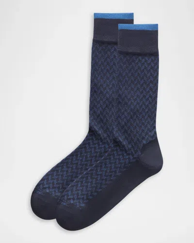 Marcoliani Men & Apos;s Herringbone Crew Socks In Blue
