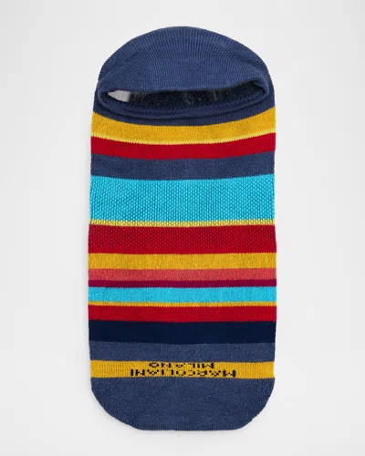 Marcoliani Men & Apos;s Invisible Multicolor Stripe Cotton No-show Sneaker Socks
