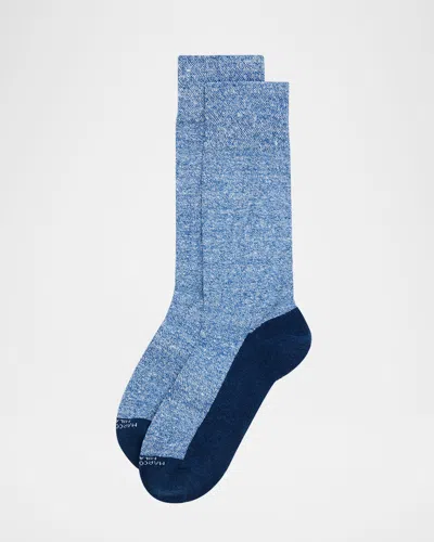 Marcoliani Men & Apos;s Linen Blend Crew Socks In Blue