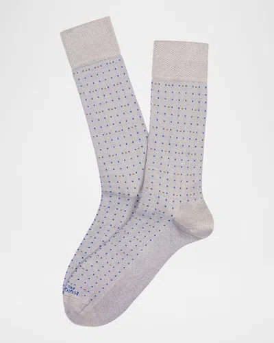 Marcoliani Men & Apos;s Luxury Yarns Micro Dot Mid-calf Socks In Gray