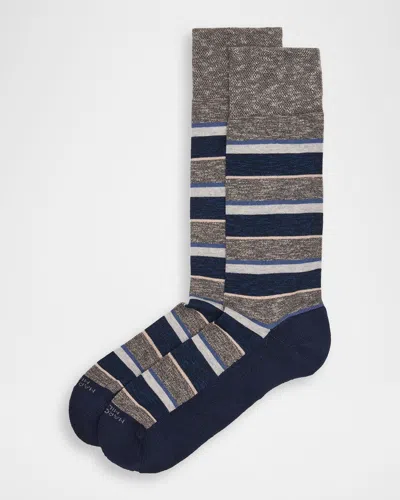 Marcoliani Men & Apos;s Multi-stripe Crew Socks In Gray
