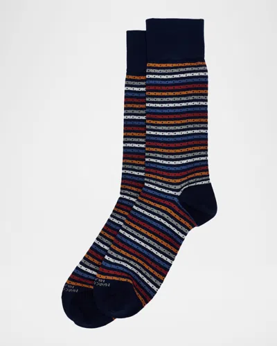 Marcoliani Men & Apos;s Multicolor Stripe Cotton Crew Socks